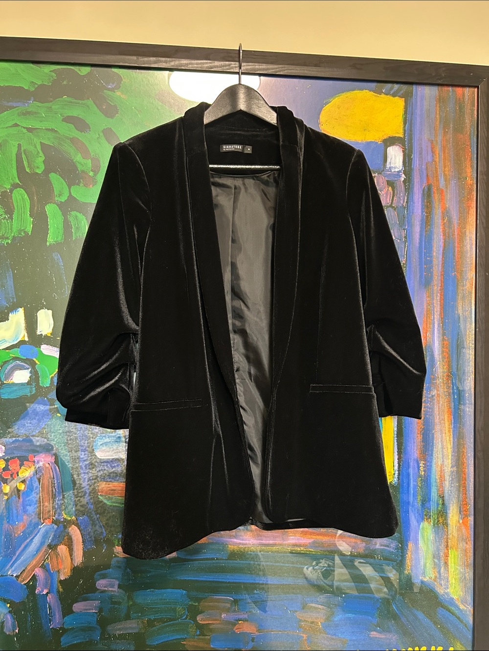 Reitmans Black Velvet Open Blazer